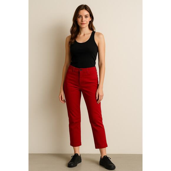 Classic Russian Red Slim City Crop Pants Gap Size 8R - Picture 1 of 6